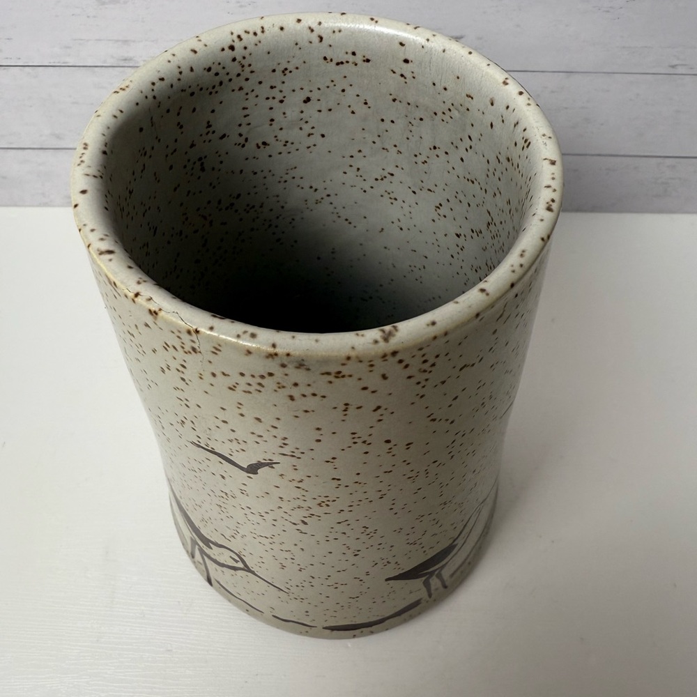 Sanibel Pottery Seagull Vase Sea Gull Birds Speckled Florida Island Vintage 1984 - Picture 5 of 9
